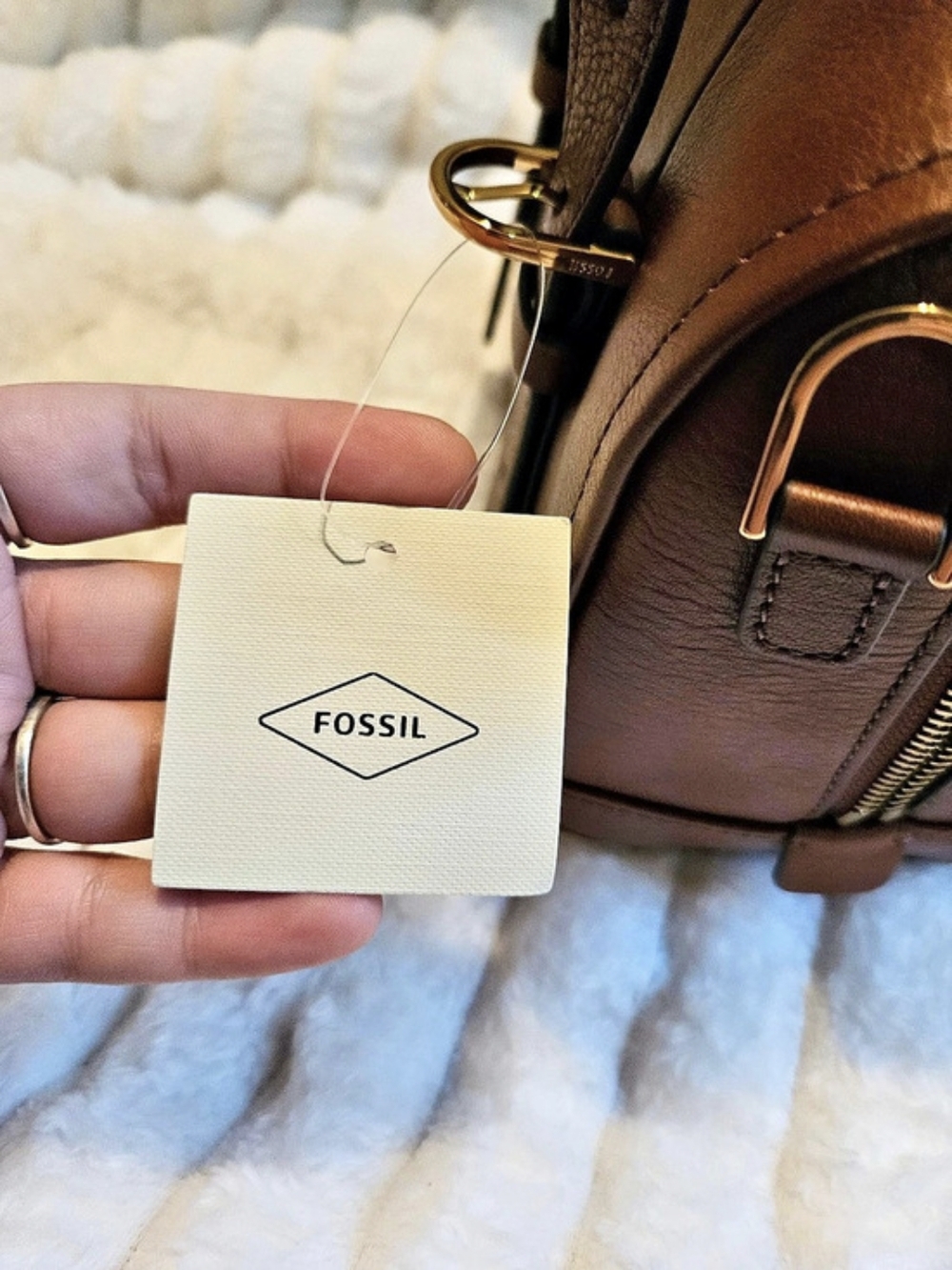 New!Fossil✨️Carlie Mini Satchel Brown - Picture 13 of 13